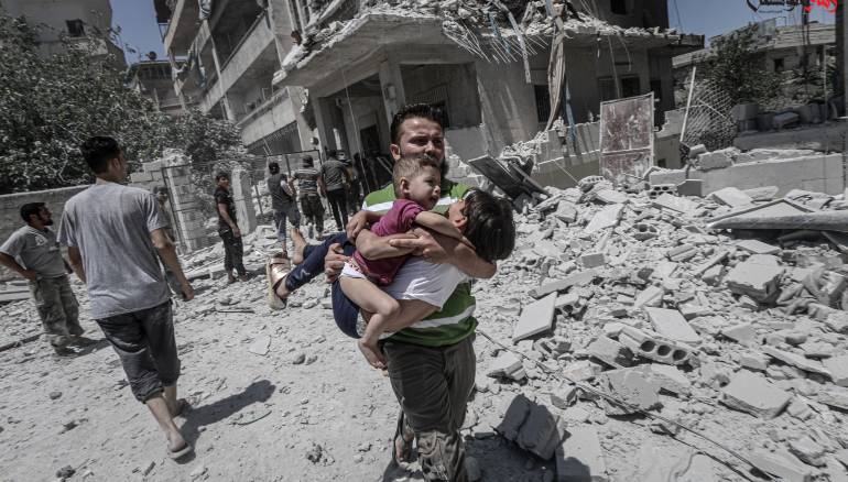 صور صادمة زمان الوصل:هذا ما فعله نظام الأسد وحليفه الروسي، بمدينة #أريحا بريف #ادلب اليوم... 24-7-2019